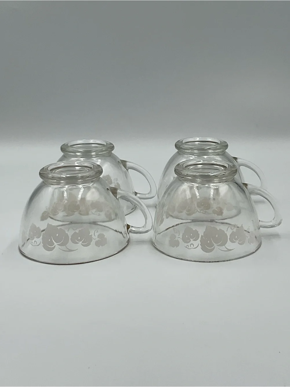 Vintage Anchor Hocking Grape Leaf Punch Cups with Gold Rims Set of 4